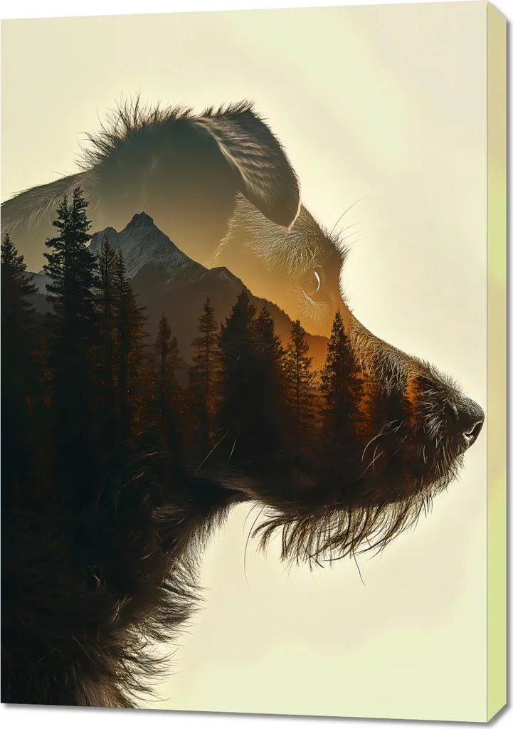Tableau Chien Esprit de la Forêt 70x100 cm - Décoration Murale Mystique