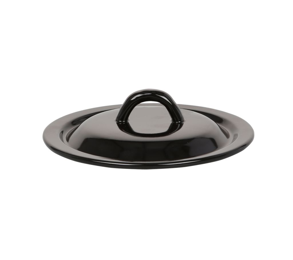 Emaille-Topfdeckel 20 cm Schwarz, Stahl, klassisch, Produktbild 