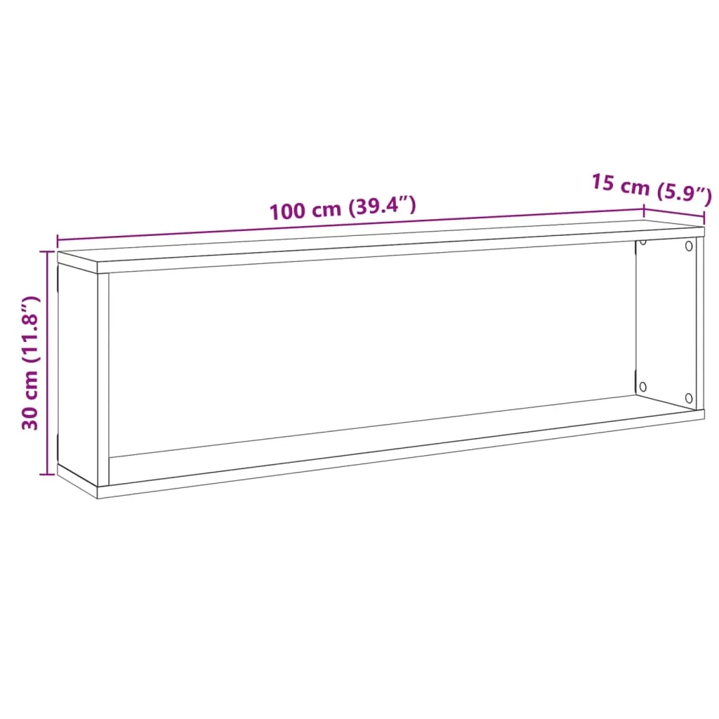 SYFAX™ Set 2 Mensole Sospese a Cubo 100x15x30 cm Ideali Cameretta - 10