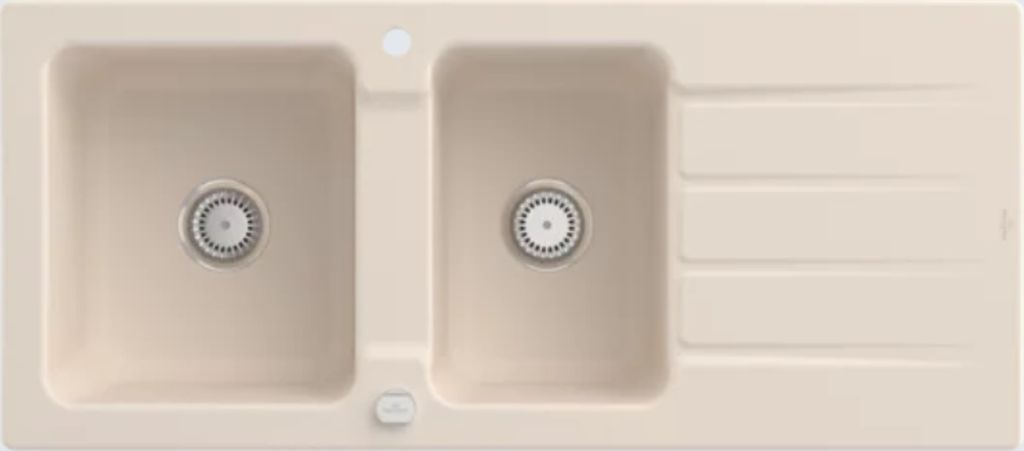 V&B Spüle Architectura 80 m Abl.garn, Exzenter, ivory CeramicPlus