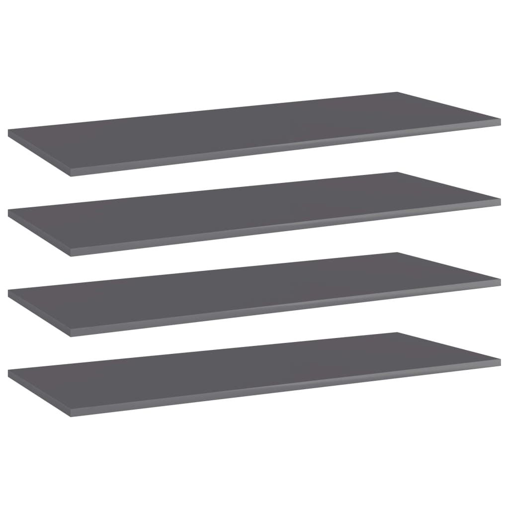 Bücherregal-Bretter 4 Stk. Hochglanz-Grau 100x40x1,5 cm