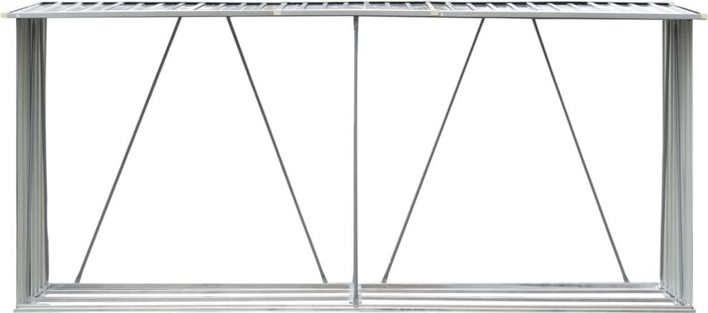 "SALE 2026"Kaminholzregale - Grau Brennholzlager aus verzinktem Stahl 330x84x152cm Grau Stabli Möbel7670876