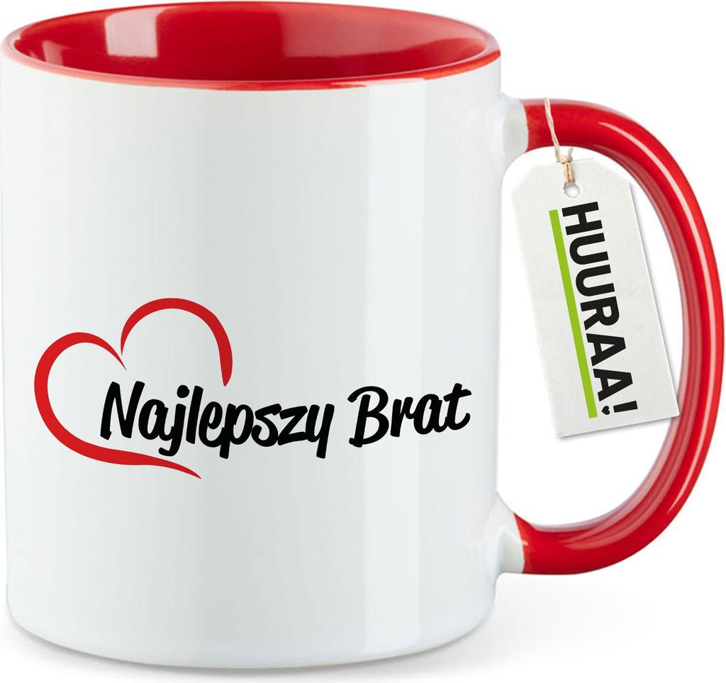 Huuraa Kaffeetasse Najlepszy Brat Serce 330ml Rot Keramik Kaffeebecher Geschenkidee