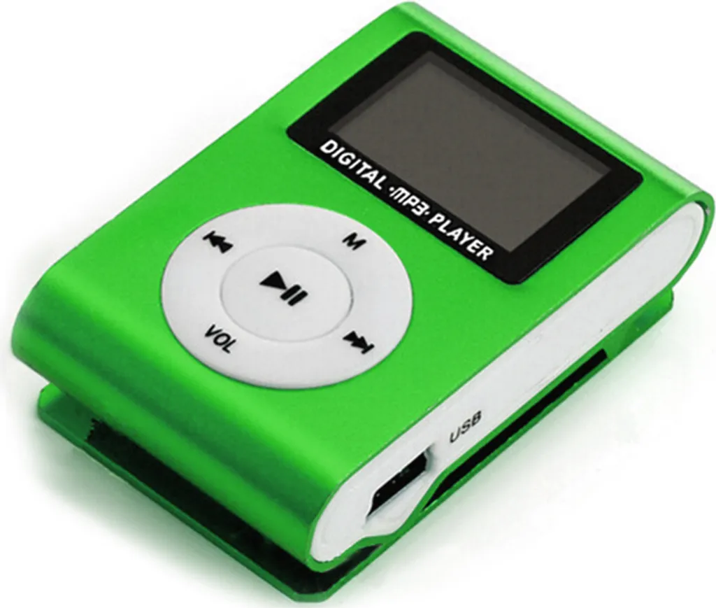Lettore MP3 Sportivo Verde Clip Metallo LCD - Leggero e Anti-urto
