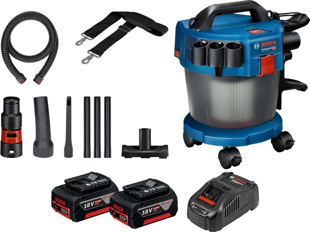 Bosch Akku-Staubsauger GAS 18V-10 L / 2x 5,0 Ah Akku + Produktbild 