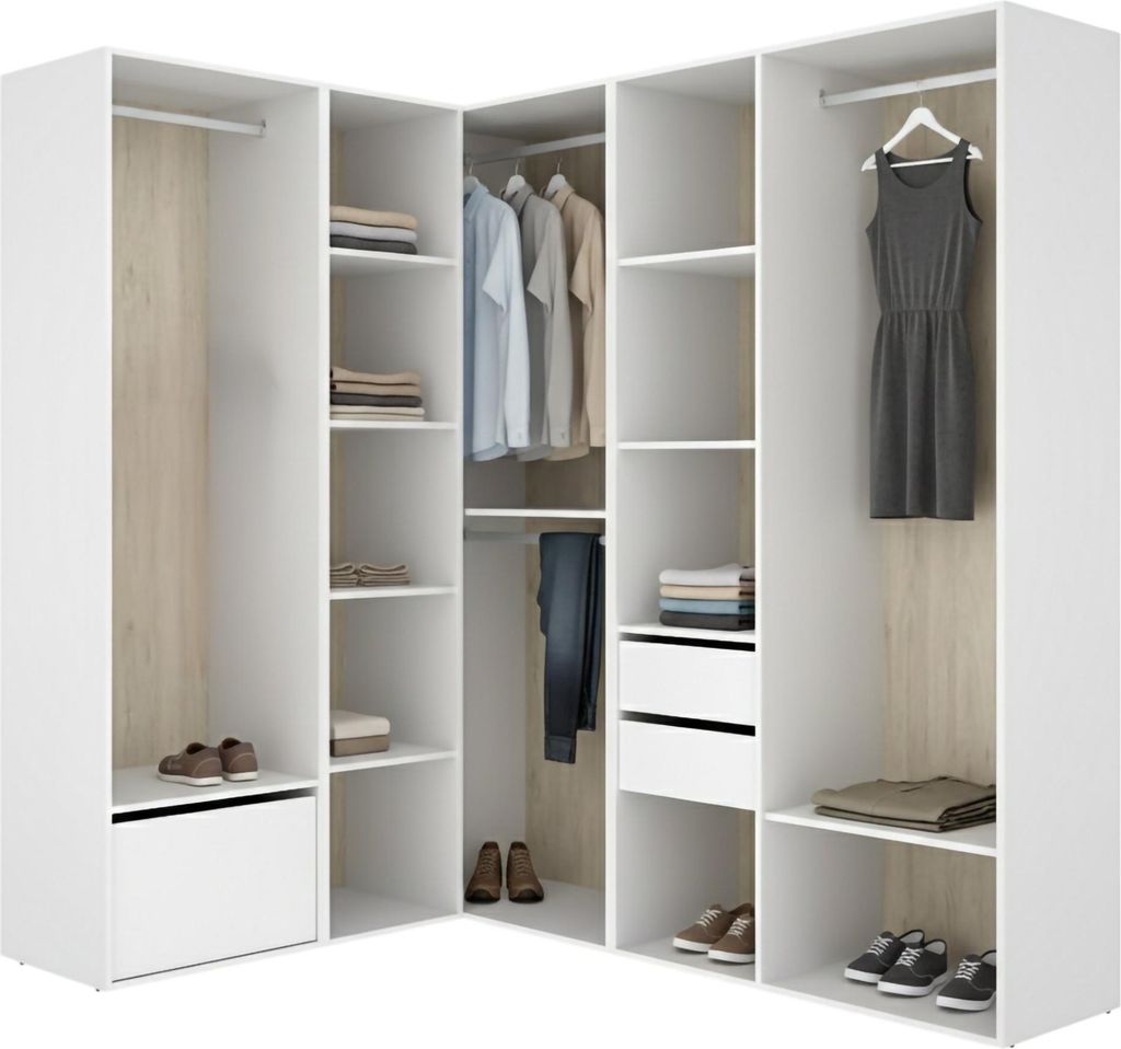 Atwood - Großer Kleiderschrank, 186x205h cm Weiß, Modulierbar