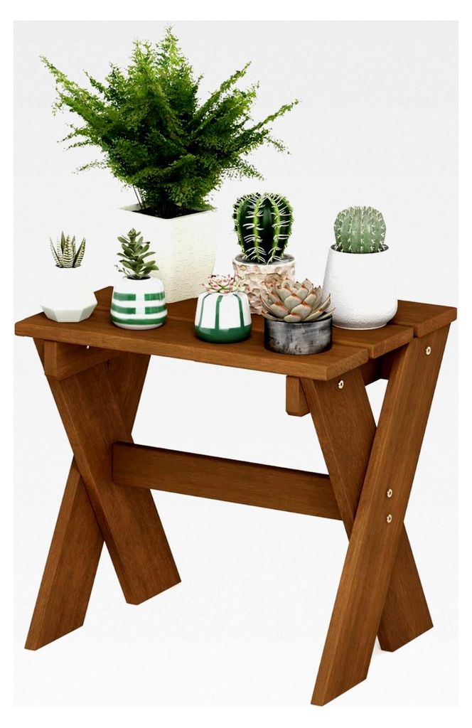 Beistelltisch Tioman, Blumenständer aus Meranti Holz, Natur