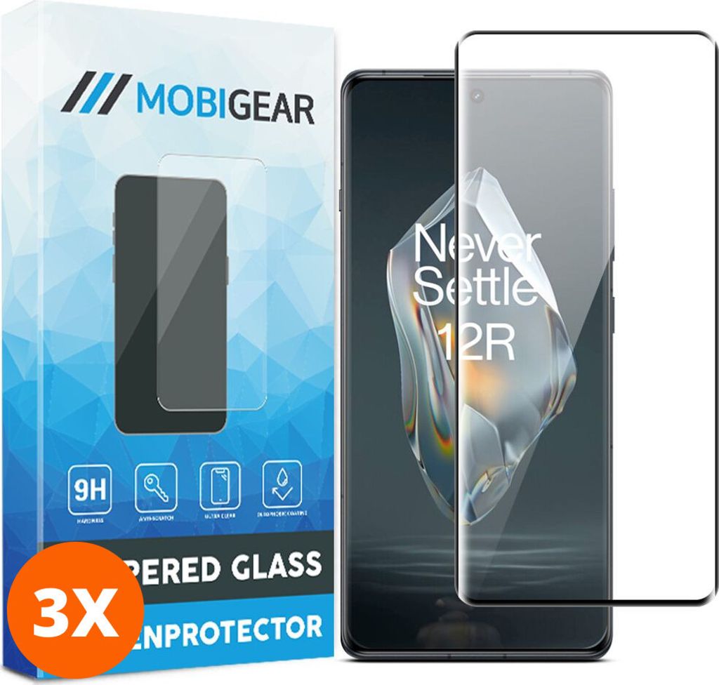 Mobigear Premium 9.98 OnePlus 12R Panzerglas Gehärtetes Glas Displayschutz - Hüllenfreundlich (3er Pack)