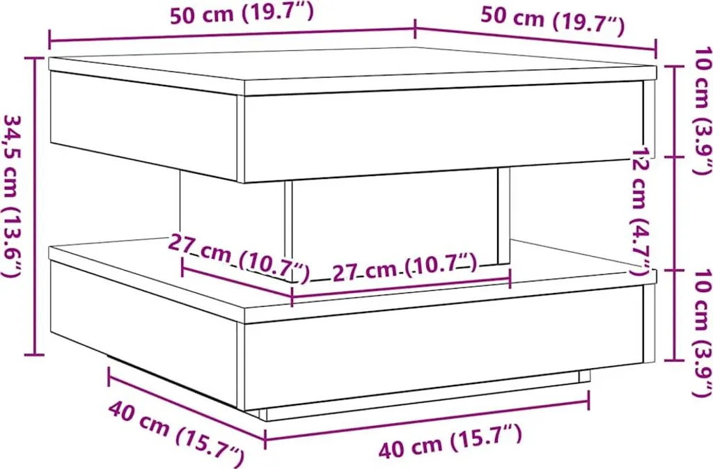 Table basse 360 degrés design pivotant avec plateaux superposés noirs