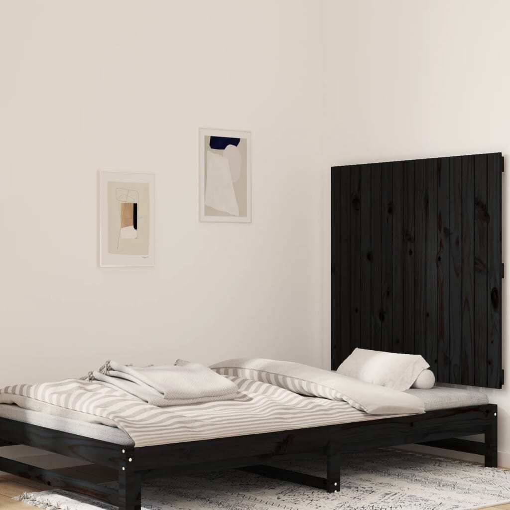 "2026 Promotion" Wand-Kopfteil Schwarz 95,5x3x90 cm Massivholz Kiefer - Bettkopfteil CC29101
