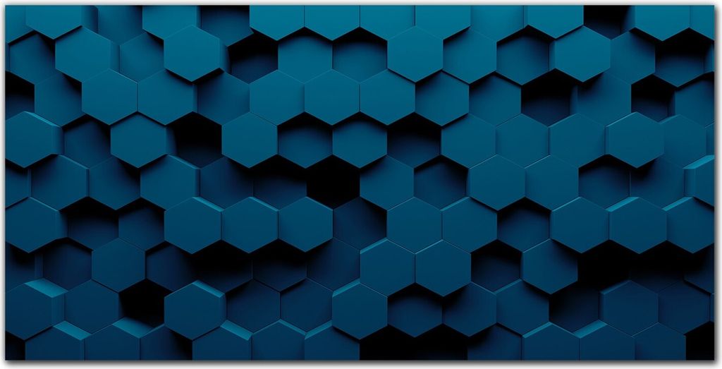 Coloray - Bild aus Glas - Glasbilder - 100 x 50 cm - Glasblock mit Bild Gehärtetes Glas Wohnzimmer Küche Dekoration Wanddekoration - Sechseck-Muster