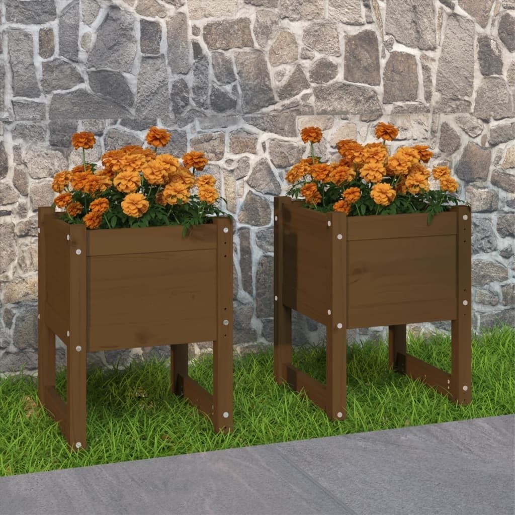 Maison Exclusive - Pflanzkübel 2 Stk. Honigbraun 40x40x52,5 cm Massivholz Kiefer