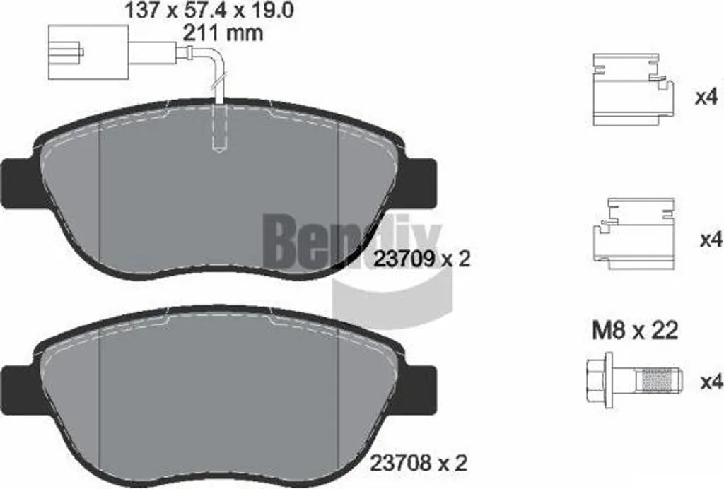 Plaquettes de frein Fiat 500 et Grande Punto Bendix BPD1053 Sécurité