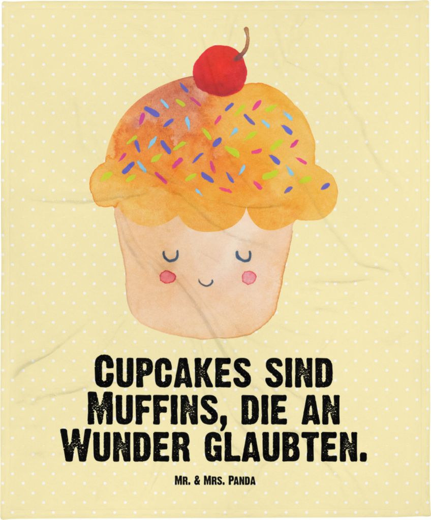 Mr. & Mrs. Panda Plaid Cupcake - Gelb Pastell - Geschenk, Küche Deko, Lustige Sprüche, Kinderdecke, Schlummerdecke, Erstlingsdecke, Cupcakes, Wun...