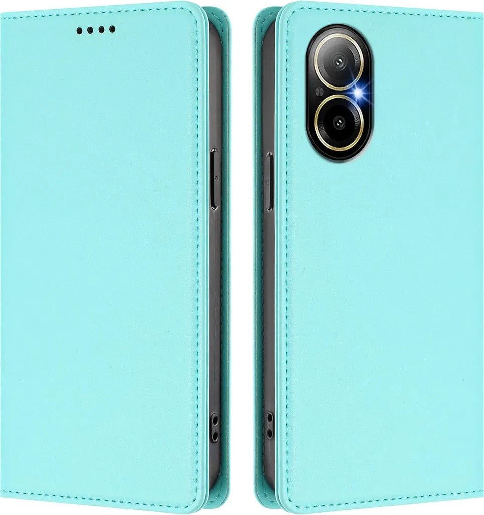 Cover Antiurto Realme C67 4G / 12 Lite - Flip Case Magnetica Turchese