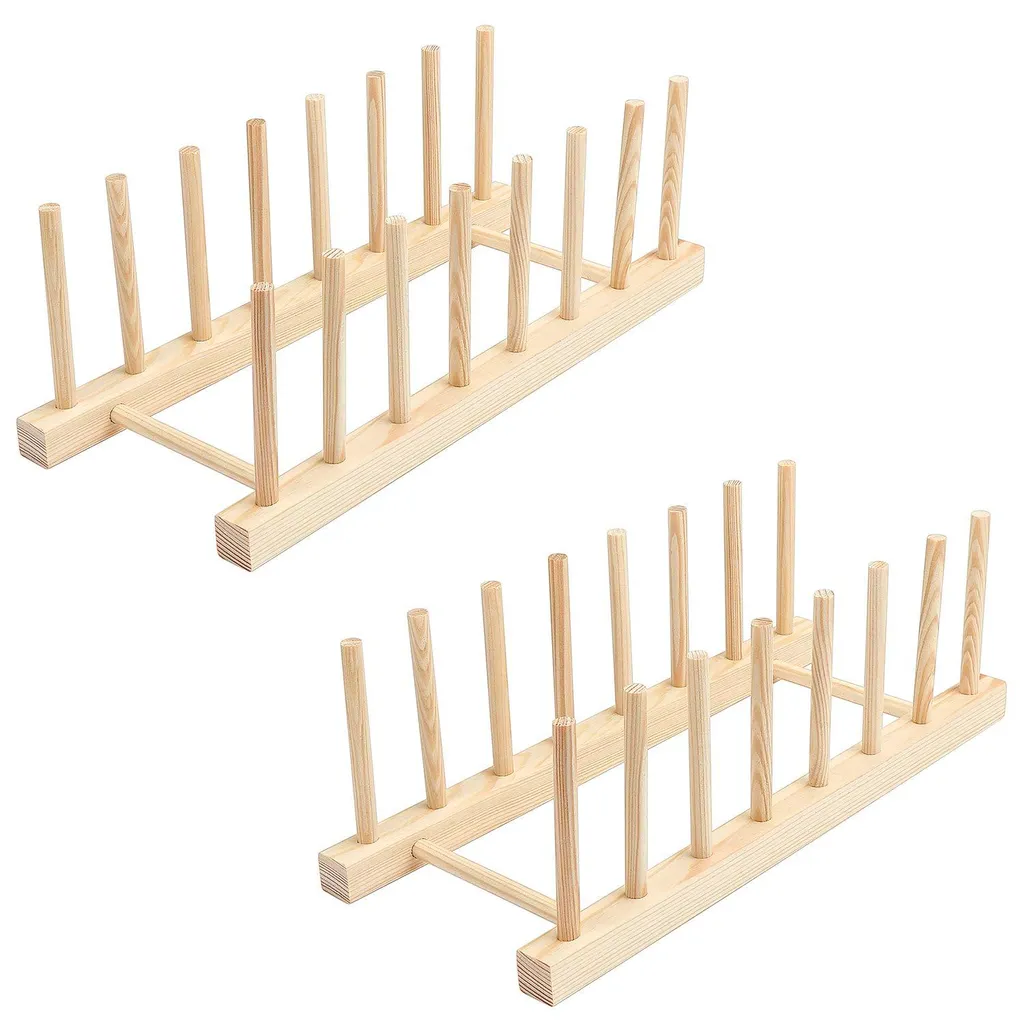 Support assiettes de cuisine et étagère de rangement bambou polyvalente
