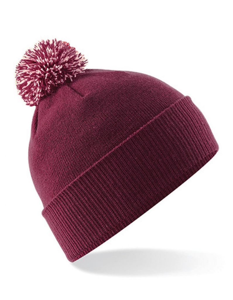Beechfield B450 | Snowstar Beanie Wintermütze - Farbe: Burgundy/Off White - Größe: One Size