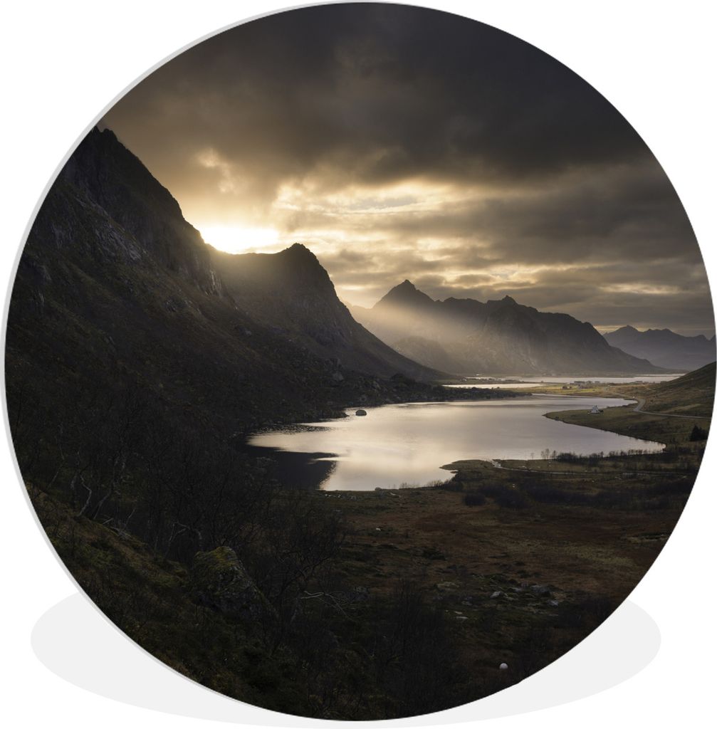 MuchoWow Rundes Wandbild - Runde Bilder Die letzten Sonnenstrahlen fallen über die Lofoten Norwegen Ø 30 cm Kreis Wanddekoration Kunststoff - W...