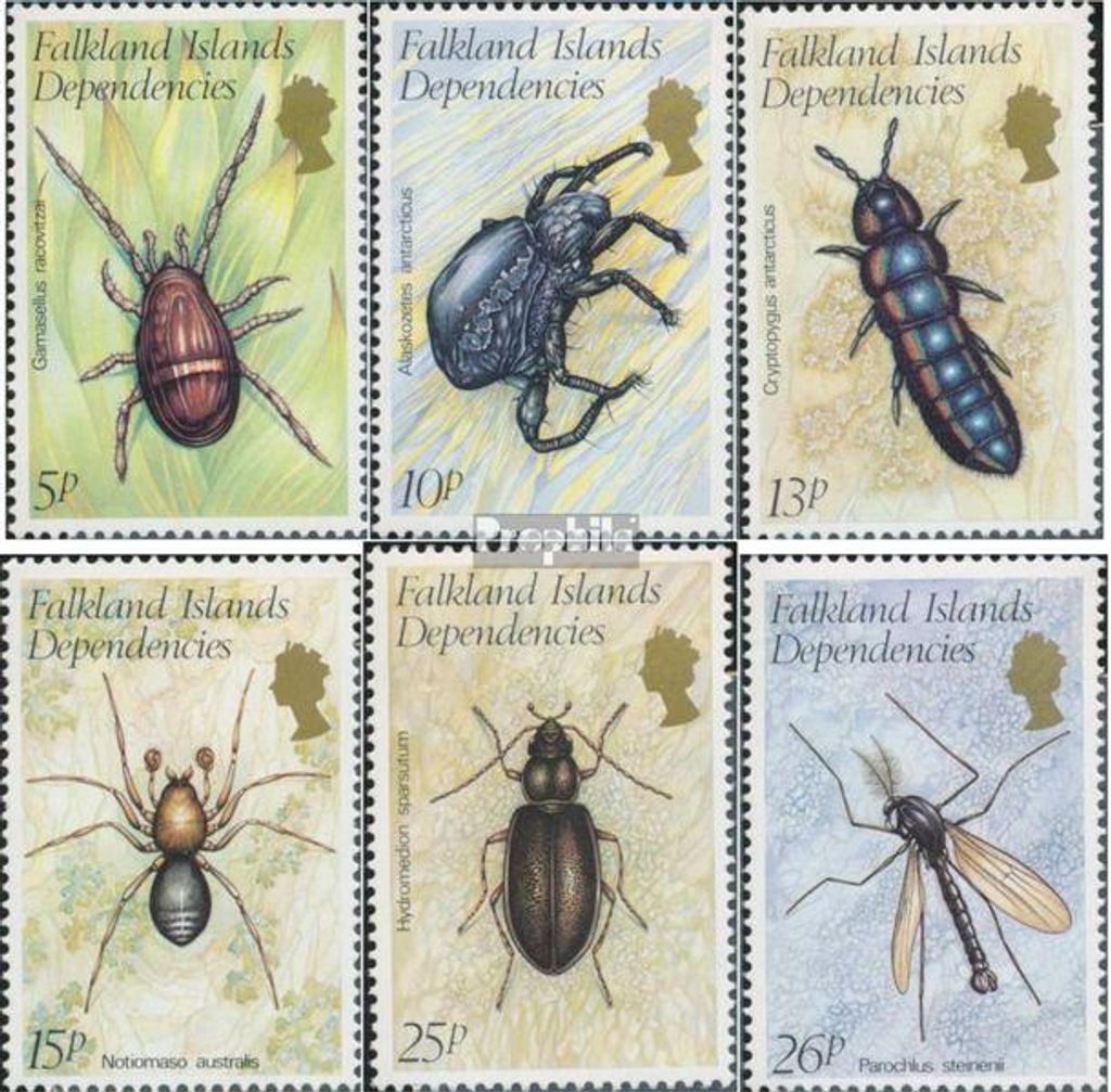 Briefmarken Südgeorgien Sandwich-Ins. 1982 Mi 106-111 (kompl.Ausg.) postfrisch Insekten und Spinnentiere