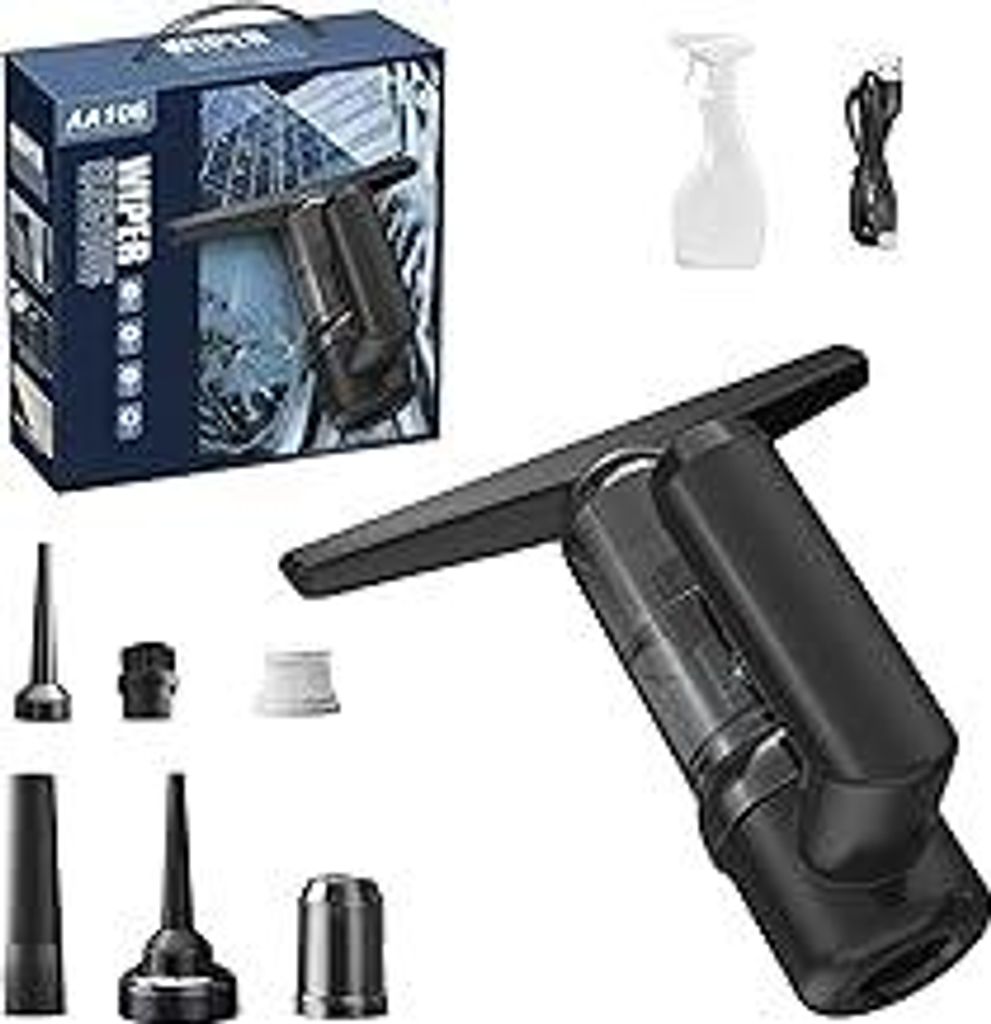 Akku Fenstersauger, Fensterreiniger Elektrisch, Fenstersauger Elektrischer, 2 in 1 Glasschaber und Wasserabsorber, Ohne Streifen Und Wasserflecken,...