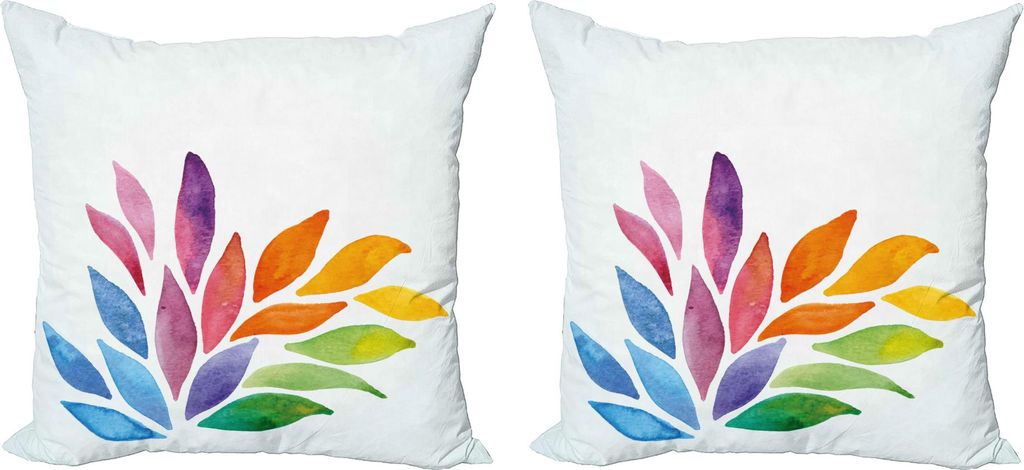 ABAKUHAUS Blumen Kissenbezug Set (2Stück), Regenbogen farbige Blumen-Blumenblätter in den Watercolor-Malerei-Art-vibrierenden modernen Grafik, 40...