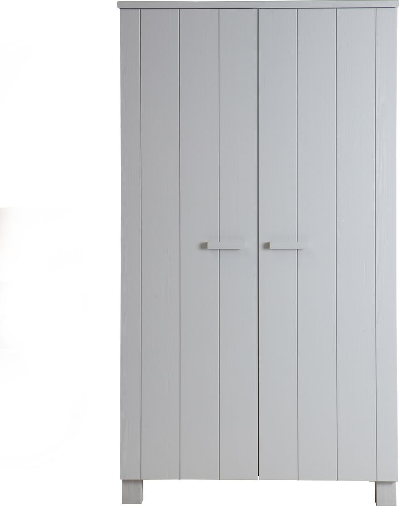 WOOOD Dennis Kleiderschrank aus Kiefer, 2-Türig, Grau