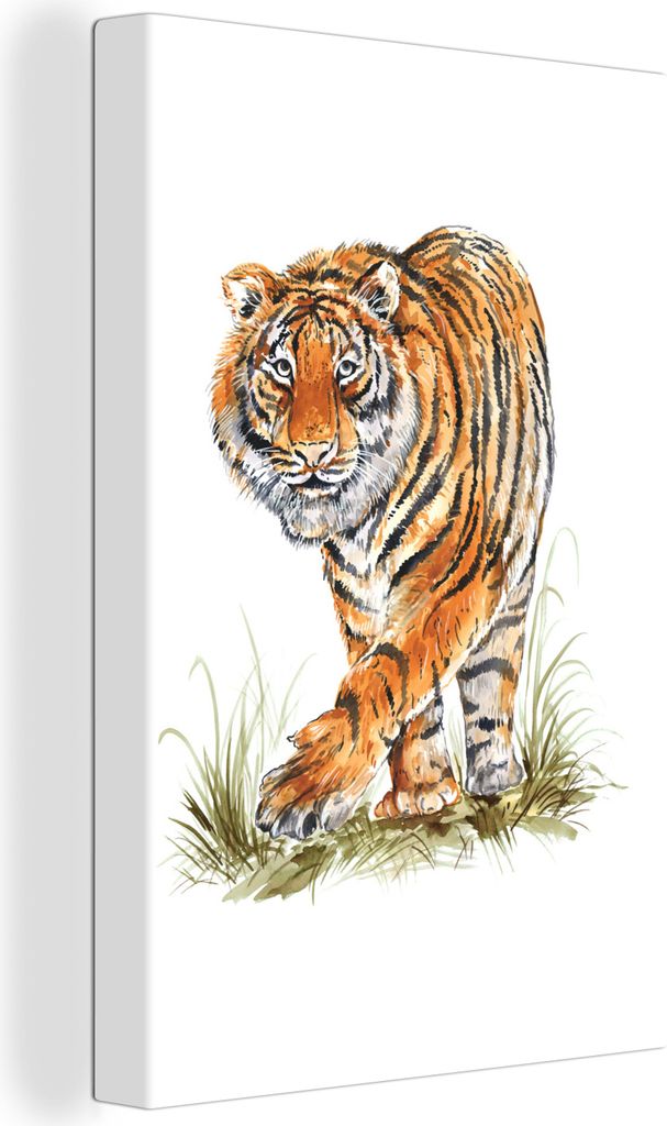 OneMillionCanvasses - Leinwandbilder - 90x140 cm, Tiger - Beine - Gras, Wandbilder Kunstdruck Wanddekoration - Wandschmucke - Schlafzimmer