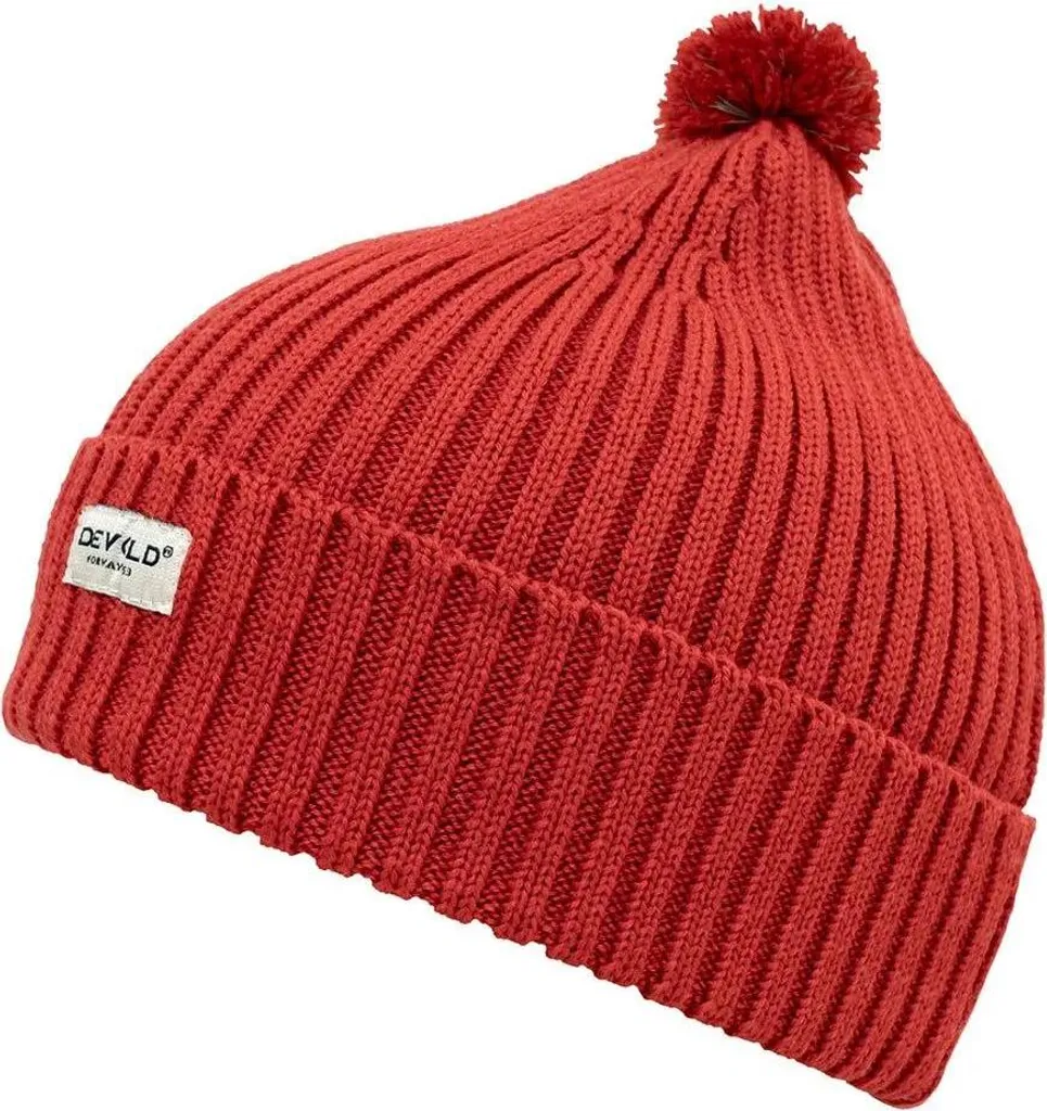 Berretto Devold Skolma Junior Rosso 54cm: Lana Merino per Sci e Neve