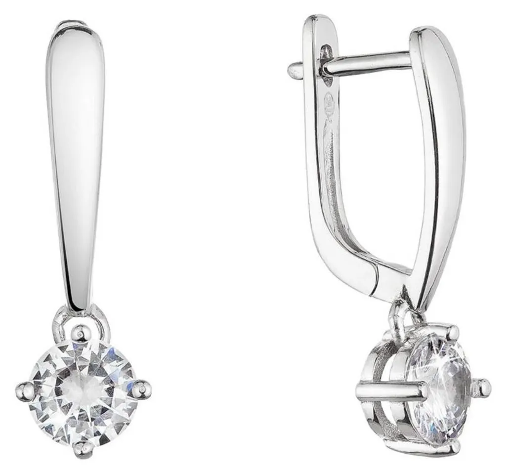 Boucles d'oreilles en argent et zircone 11452.1 : Éclat Transparent