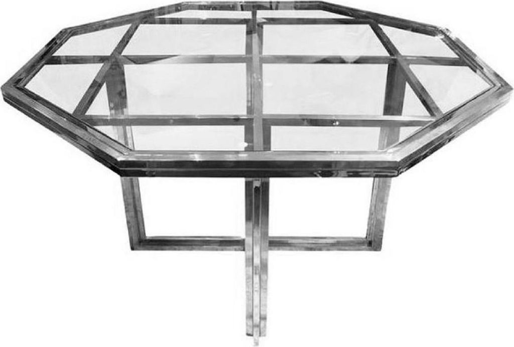 Casa Padrino Luxus Designer Esstisch Silber 100 x 100 x H. 78 cm - Metall Esszimmertisch mit Glasplatte - Esszimmer Möbel - Luxus Möbel