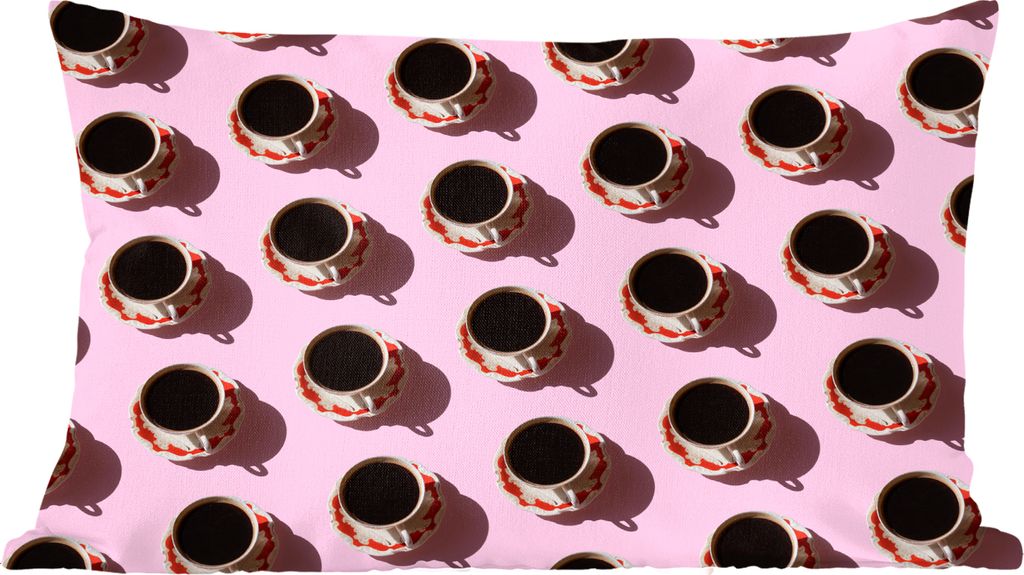 MuchoWow Zierkissen Sofakissen Wohnzimmer Dekokissen 50x30 cm Design - Kaffee - Schwarz - Wohnzimmerdekoration - Polster mit Photo