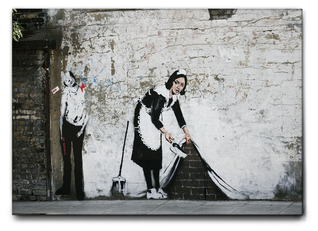 Giallobus - Putzfrau - Banksy - 100L x 70B cm - Bild - Leinwand mit Standardrahmen