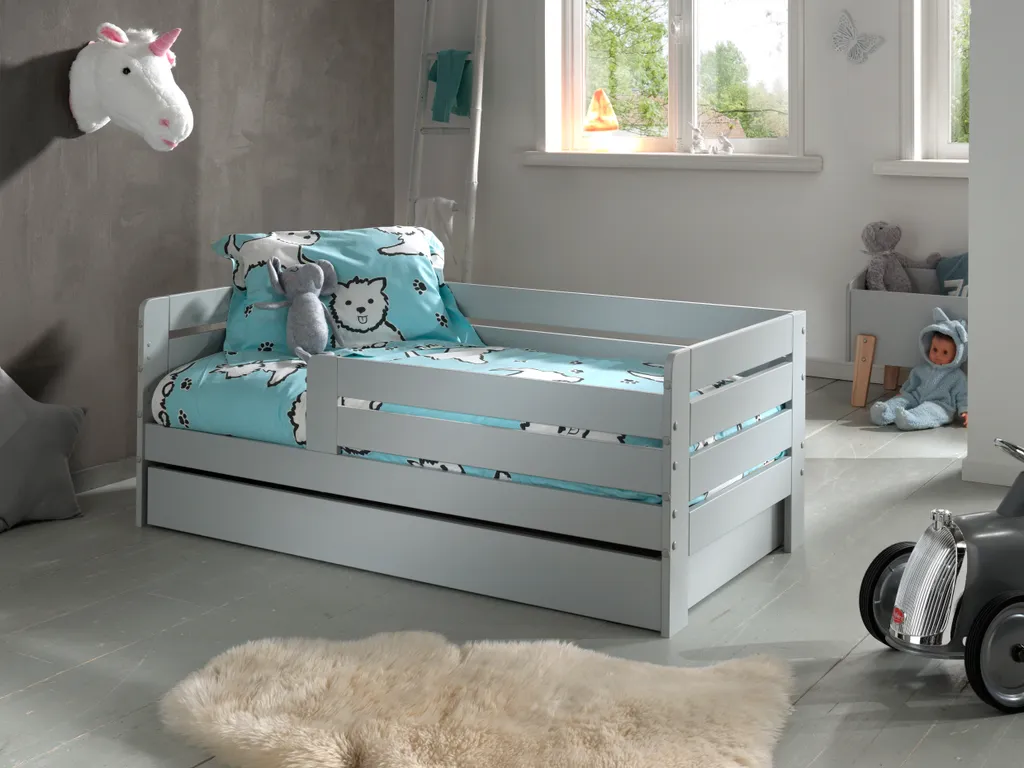 Lit Enfant Design Gris Clair 70x140 cm avec Tiroir Intégré par Vipack