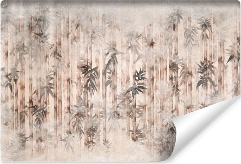 Muralo Vlies Fototapete Für Wohnzimmer BAMBUS Blätter Pflanzen Beton Retro Br. 180cm x Hö. 120cm