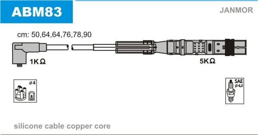 JANMOR ABM83 Kit Cavi Accensione Golf IV Bora Leon OE 021905409AD