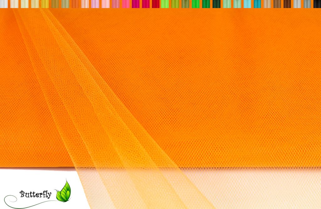 TÜLL Stoff 10m x 150cm, Farbauswahl:orange 668