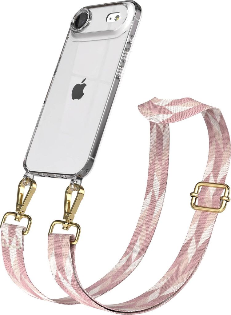 EAZY CASE Handykette - Verstellbarer Trageriemen kompatibel mit Apple iPhone Air, Handykordel mit transparenter Silikon-Hülle, Karabiner Gold, Mix...