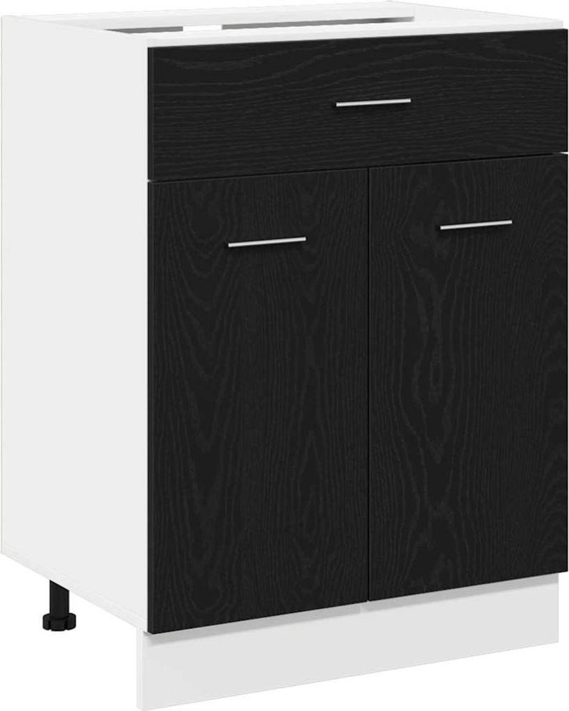 Hängeschrank mit Regal Schwarz Eichen-Optik 60 x 46 x 81,5 cm