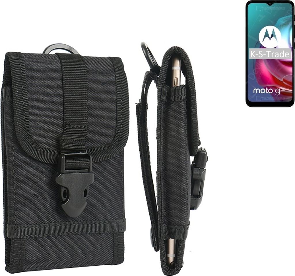 K-S-Trade Holster Handy Hülle kompatibel mit Motorola Moto G30 Holster Handytasche Gürtel Tasche Schutz Hülle Robust Outdoor schwarz