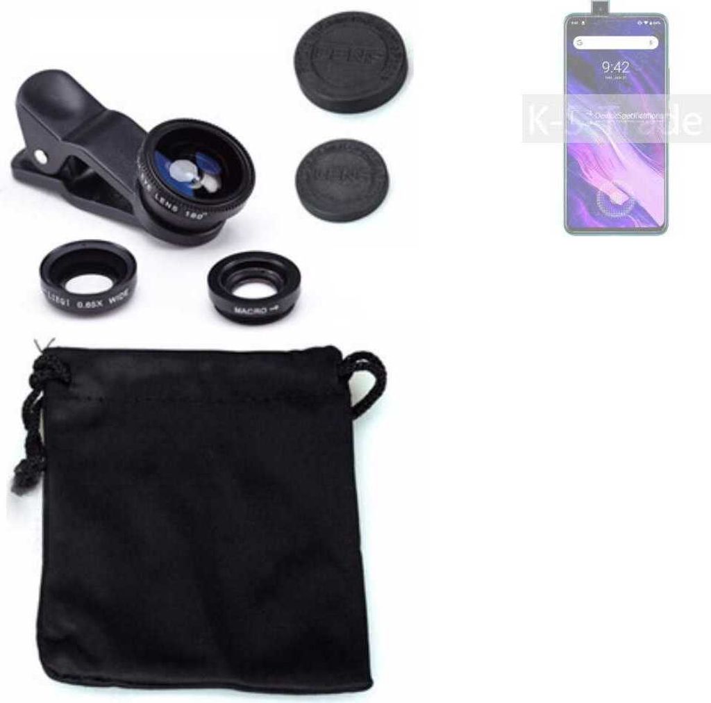 K-S-Trade Smartphone Kamera Linsen Set Kompatibel mit UMIDIGI S5 Pro 3in1 Clip-On Kamera Adapter Macro Weitwinkel FishEye Fischauge Objektiv Linse