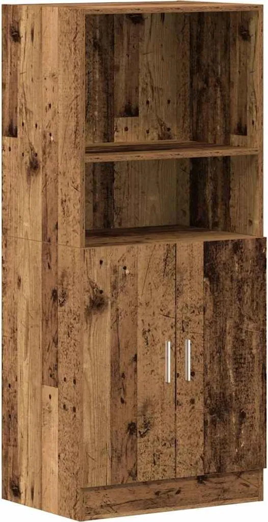 Armoire de Cuisine Anti-Désordre - Rangement Haut Aspect Vieux Bois
