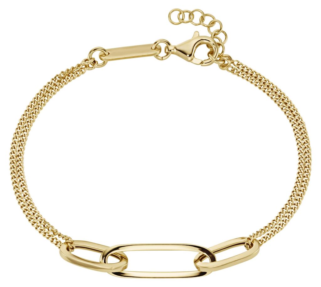 Armband SURI FREY Mittelteil längliche Glieder, Silber 925 Gold 19 cm