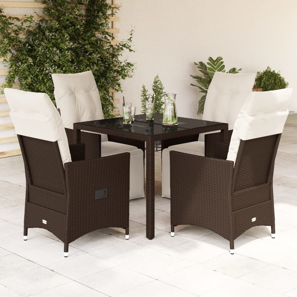 Maison Exclusive - 5-tlg. Garten-Bistro-Set mit Kissen Braun Poly Rattan