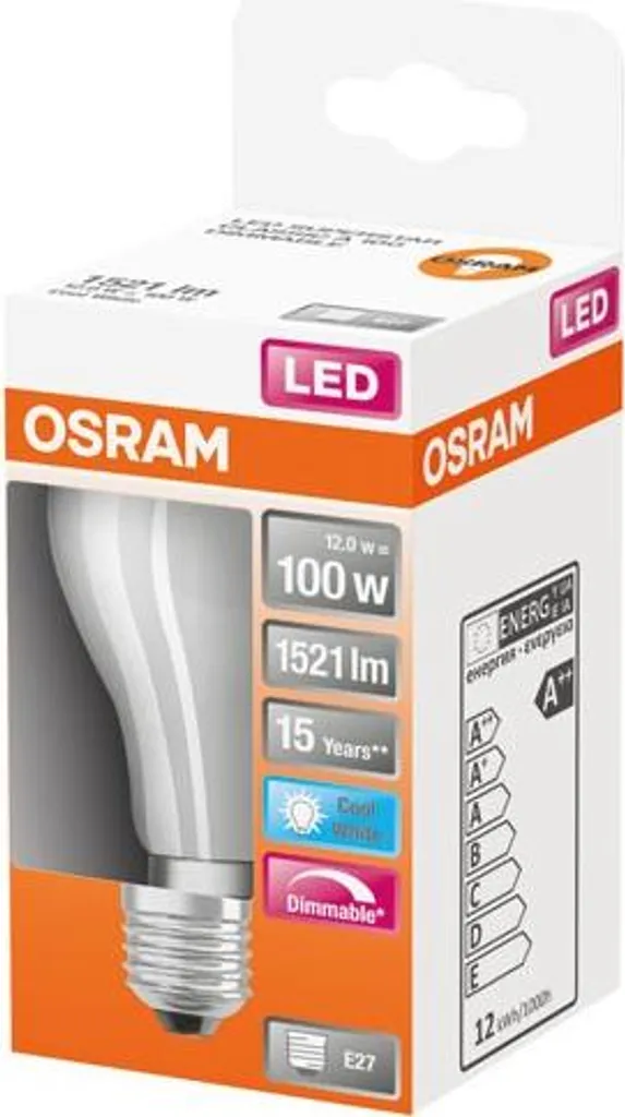 Ampoule LED Filament OSRAM E27 12W (100W) Blanc Froid 4000K Réglable Mat - 12