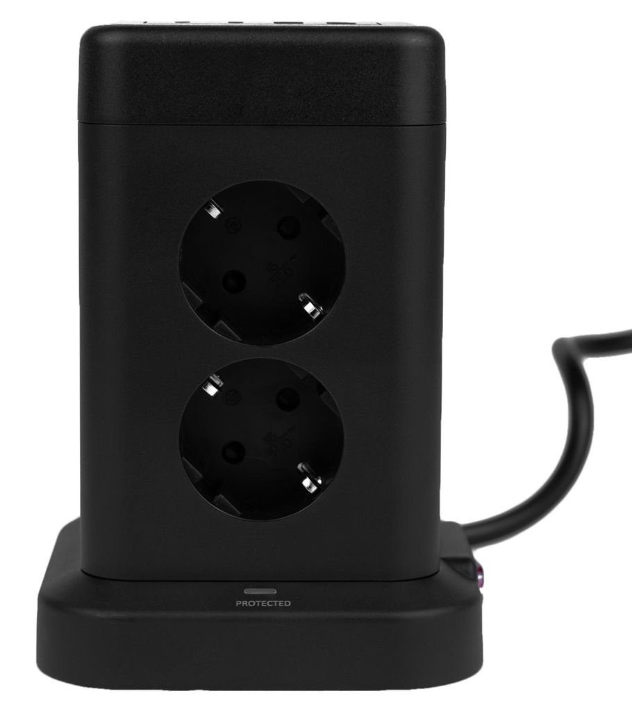 Huslog prolunga verticale con USB HUS1004, torre a 8 prese, Immagine del prodotto 