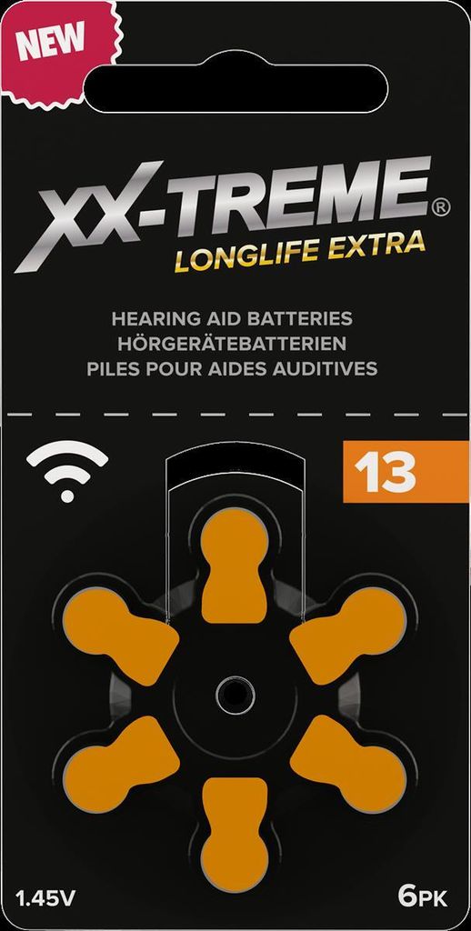 XX-Treme Longlife Extra 13 - Zink-Luft Hörgeräte Knopfzelle - 6er Pack