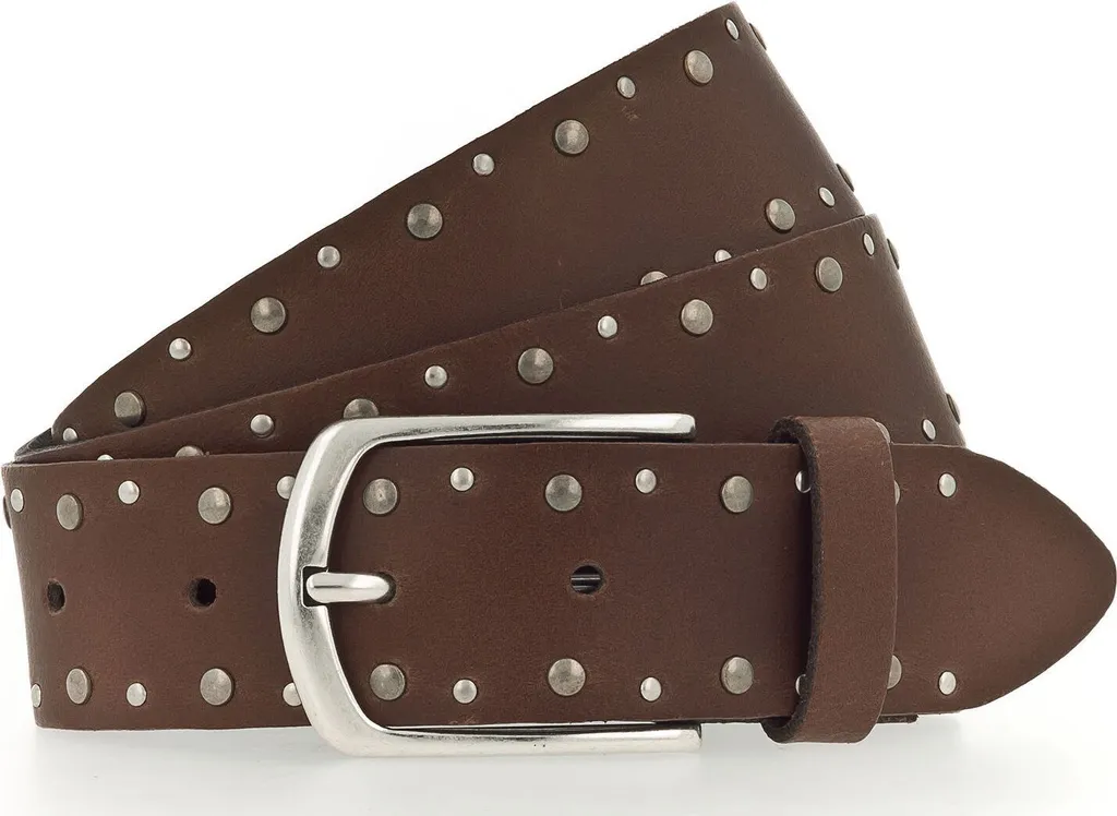 Cintura Uomo MUSTANG in Pelle Marrone Baileys W110 Borchiata - 1