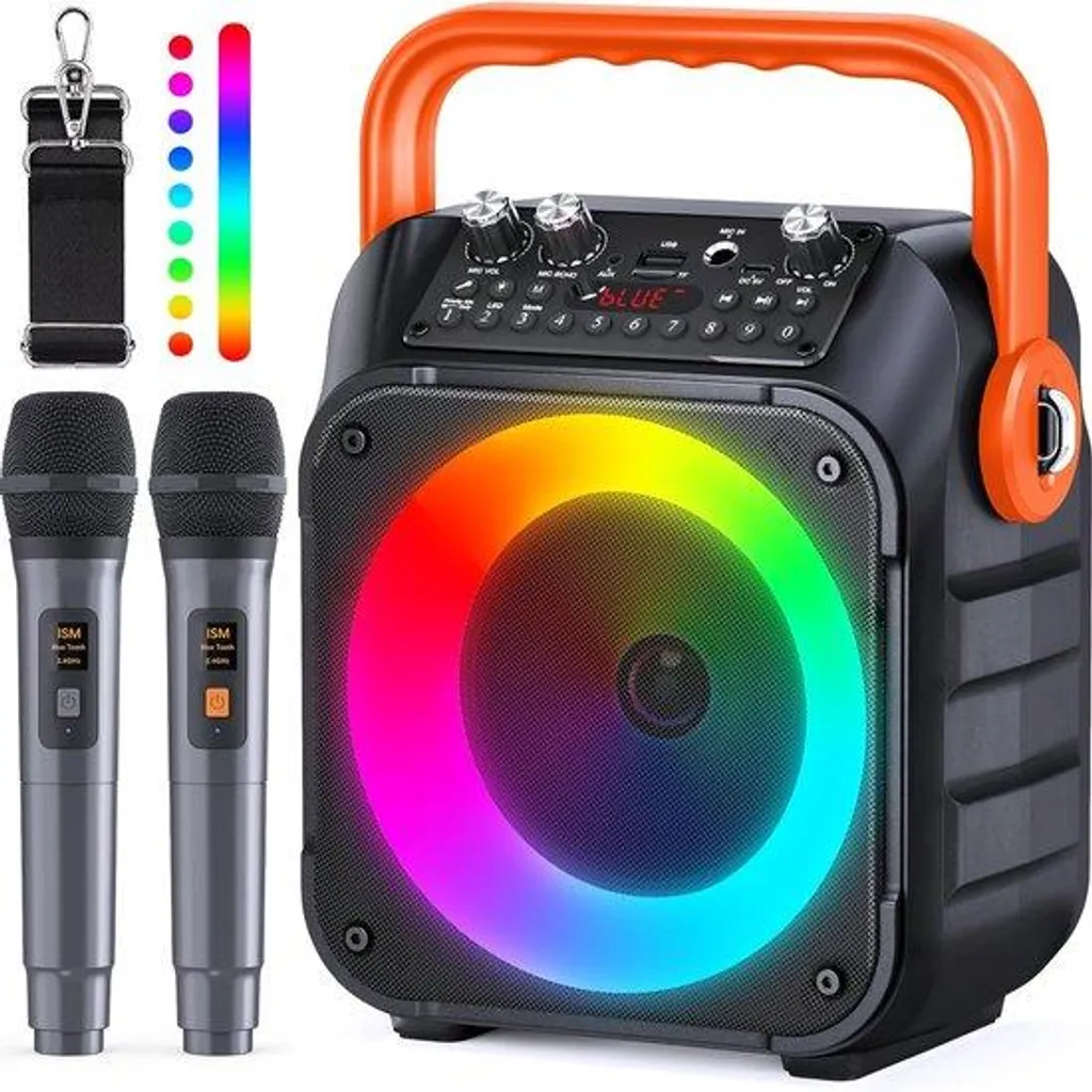 Set karaoké familial avec micro rechargeable et modification de voix