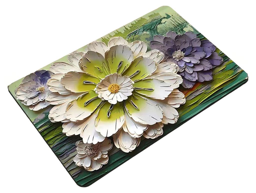 3D-Blumenmuster-Fußmatte, saugfähiger Kieselgur-Schlammteppich, rutschfest, schnelltrocknend, ideal für Badezimmer, Eingangsbereich, Wohnzimmer ...