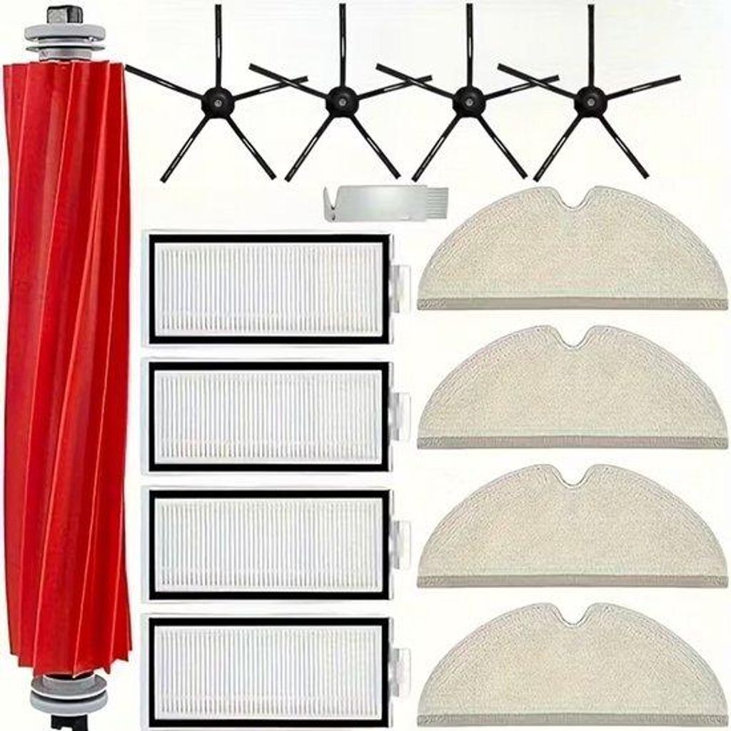 Kit für Xiaomi Roborock Q7/Q7+/Q7 Max+ Robotstäubler: 1 Bürstenrolle, 4 HEPA-Filter, 4 Seitenbürsten, 4 Saugtücher.